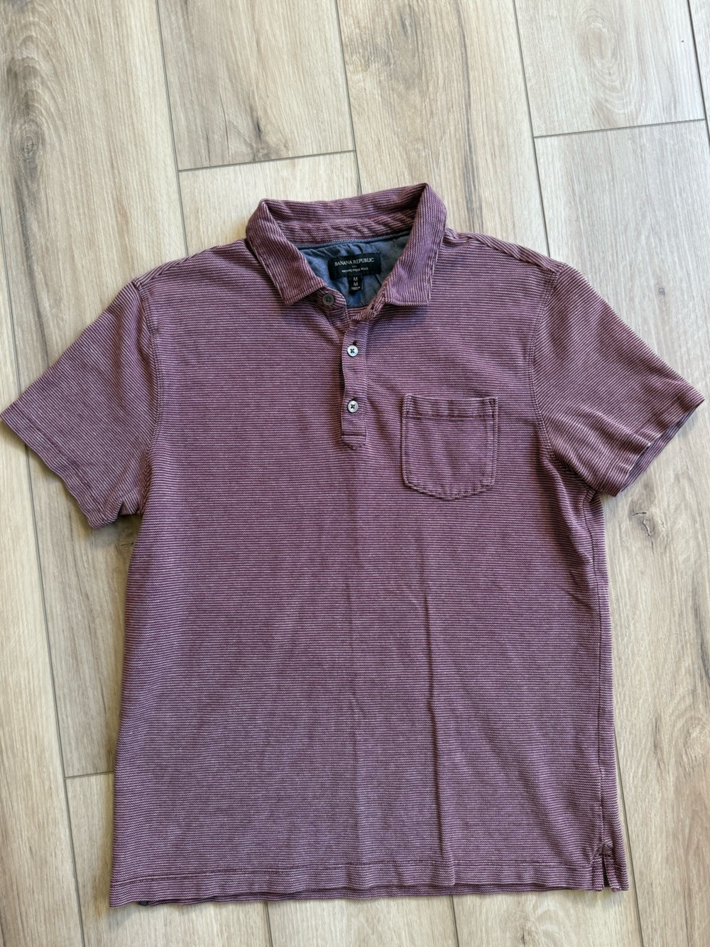 Banana Republic Men's Maroon Striped Polo